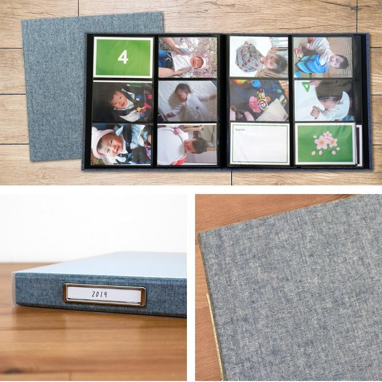 【WEB限定品】L判 アルバム 大容量 6面ポケット ナカバヤシ マンスリーポケットアルバム L判168枚収納 布表紙 2列×3段タイプ ア-MPA6L-BL ブルーの商品画像2枚目