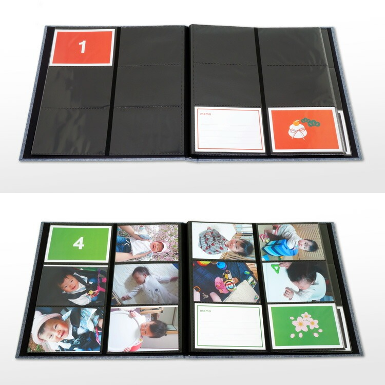 【WEB限定品】L判 アルバム 大容量 6面ポケット ナカバヤシ マンスリーポケットアルバム L判168枚収納 布表紙 2列×3段タイプ ア-MPA6L-BL ブルーの商品画像3枚目