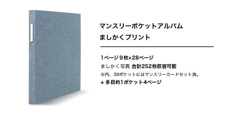 【WEB限定品】ましかく アルバム 大容量 9面ポケット ナカバヤシ マンスリーポケットアルバム スクエア判252枚収納 布表紙 3列×3段タ?Cプ ア-MPASQ-BL ブルーの商品画像8枚目