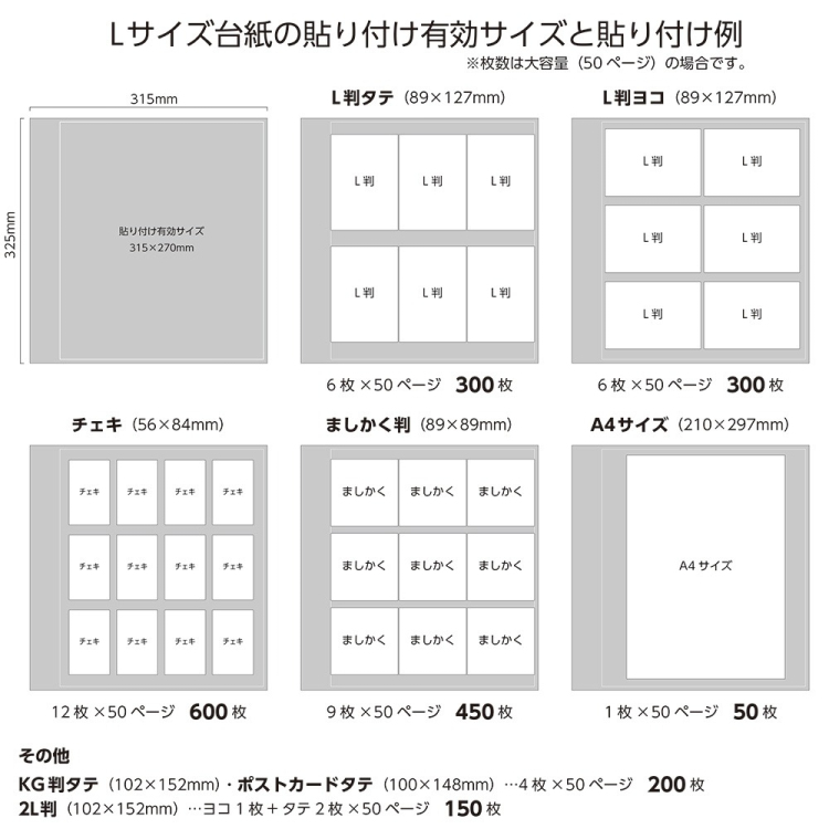 ナカバヤシ Lサイズ フエルアルバム 白フリー台紙25枚 / 時空間 25L-17の商品画像4枚目