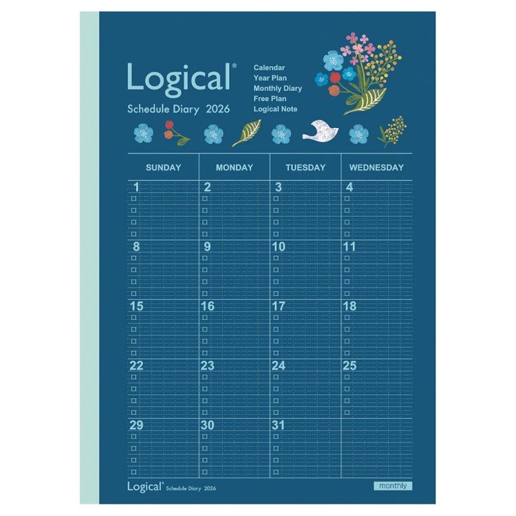 【2026年度版 手帳】 ナカバヤシ ロジカルダイアリー2026月間ノートタイプA/B5/フラワー NS-B502-26AS2【ポスト投函1】