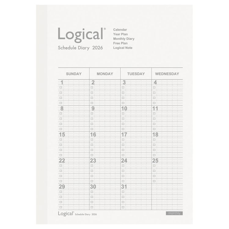 【2026年度版 手帳】 ナカバヤシ ロジカルダイアリー2026月間ノートタイプA/A5/ホワイト NS-A502-26AW【ポスト投函1】