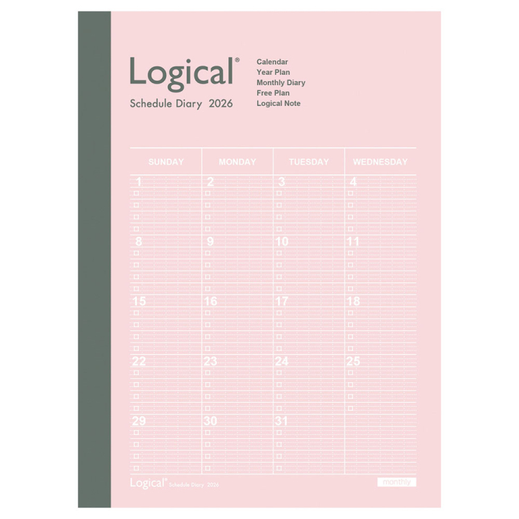 【2026年度版 手帳】 ナカバヤシ ロジカルダイアリー2026月間ノートタイプA/A6/ピンク NS-A602-26AP【ポスト投函1】