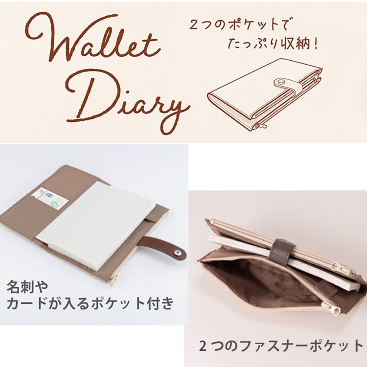 【2026年度版 手帳】 ナカバヤシ ウォレットダイアリー2026/ブラック WD-019-26D【ポスト投函1】の商品画像4枚目
