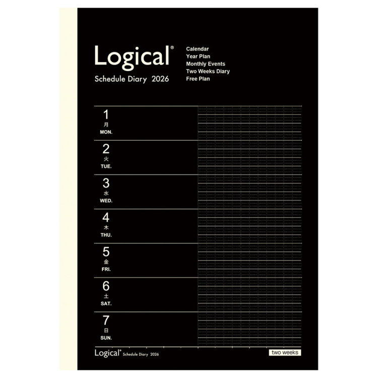 【2026年度版 手帳】 ナカバヤシ ロジカルダイアリー2026見開き2週間A/A5/ブラック NS-A504-26AD【ポスト投函1】