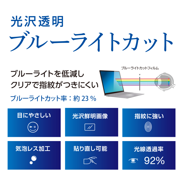 ナカバヤシ Surface LT 13インチ用 フィルム/光沢透明ブルーライトカット TBF-SFL251FLKBC (tm)の商品画像2枚目