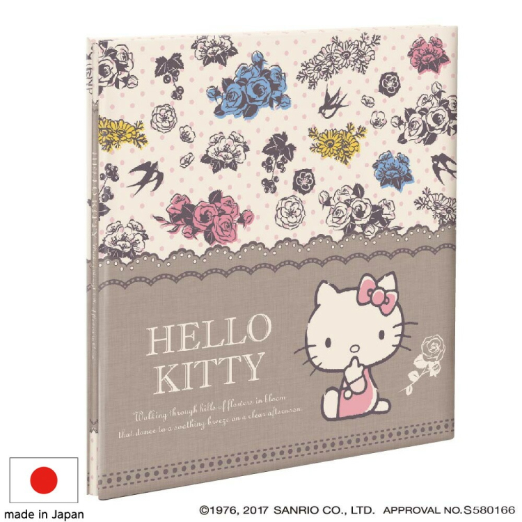 ナカバヤシ Lサイズ フエルアルバム 100年台紙(黒)10枚 ハローキティ リネン アH-LD-106-2
