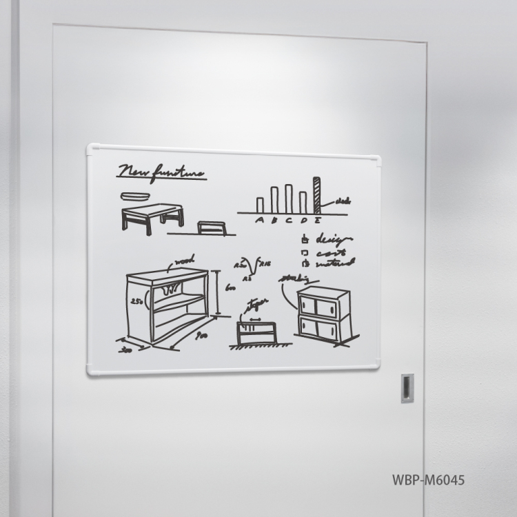 ナカバヤシ ホワイトボードマグネットタイプ 600×450mm/ホワイト WBP-M6045WHの商品画像5枚目