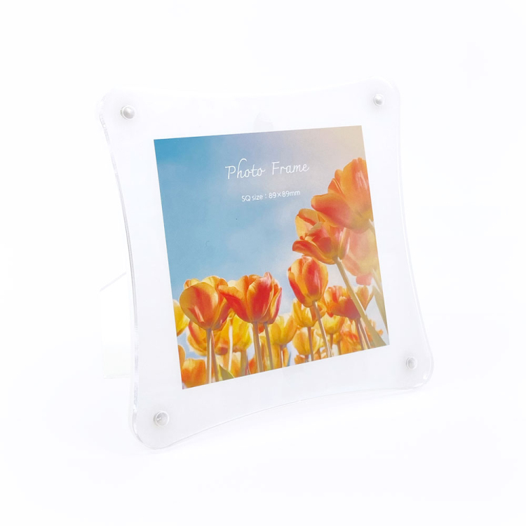 ナカバヤシ アクリルマグネットフォトフレーム ウェーブ 波型 スクエア判 ホワイト スタンドタイプ 写真立て IT-FL-A06-SQ-W