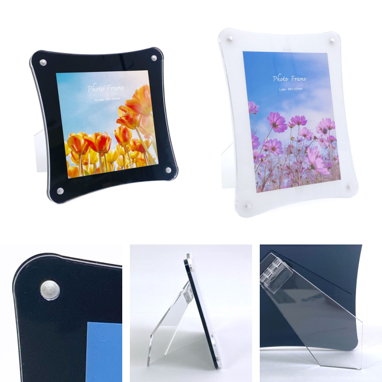 ナカバヤシ アクリルマグネットフォトフレーム ウェーブ 波型 L判 ホワイト スタンドタイプ 写真立て IT-FL-A06-L-Wの商品画像3枚目