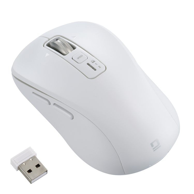 ナカバヤシ 【感動ホイールマウス】Bluetooth・USB無線(デュアル)静音5ボタンBlueLEDマウス Mサイズ/ホワイト MUS-DKF242W (tm)