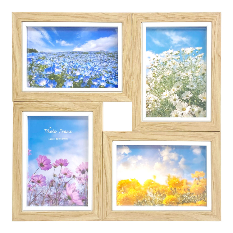 【WEB限定】 ナカバヤシ MDFフォトフレーム02 L判 4面 ナチュラル 写真立て IT-FL-MD02-L-N