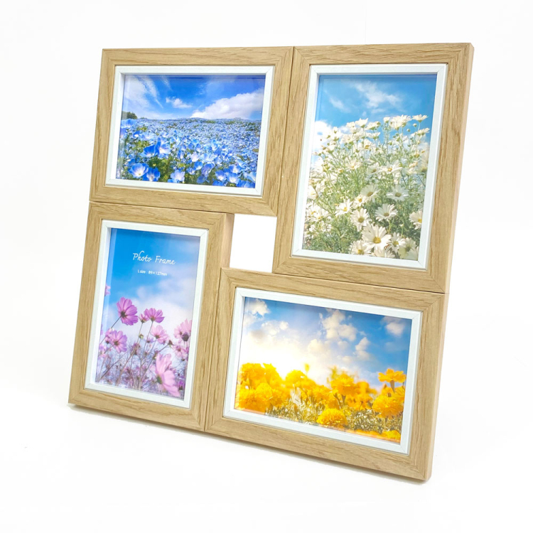 【WEB限定】 ナカバヤシ MDFフォトフレーム02 L判 4面 ナチュラル 写真立て IT-FL-MD02-L-Nの商品画像2枚目