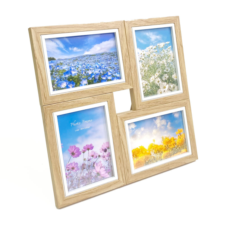 【WEB限定】 ナカバヤシ MDFフォトフレーム02 L判 4面 ナチュラル 写真立て IT-FL-MD02-L-Nの商品画像3枚目