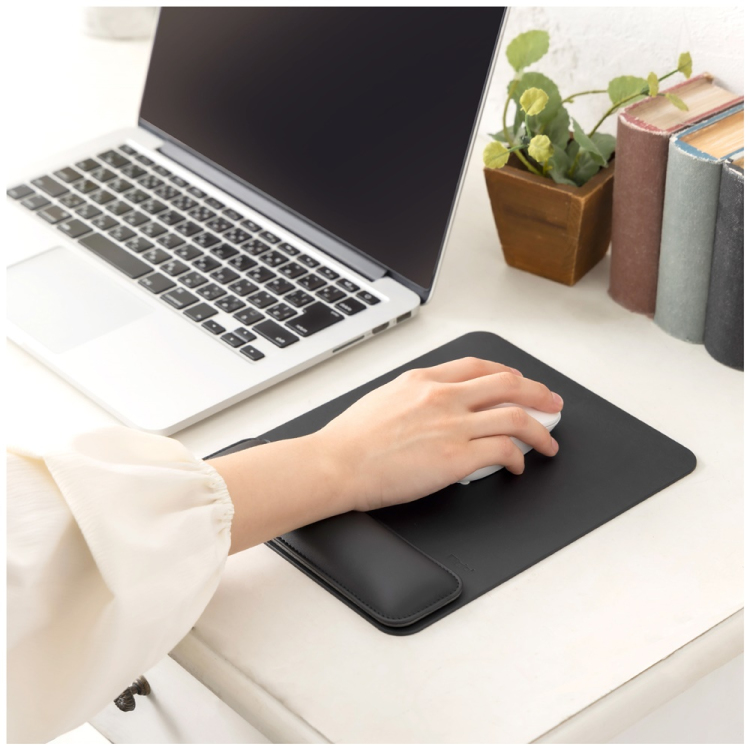 ナカバヤシ リストレスト付きPUレザーマウスパッド/ブラック MUP-936BK (tm)の商品画像8枚目