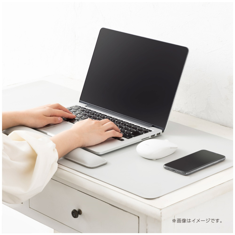 ナカバヤシ リストレスト付きPUレザーデスクマット/グレー MUP-937GY (tm)の商品画像5枚目