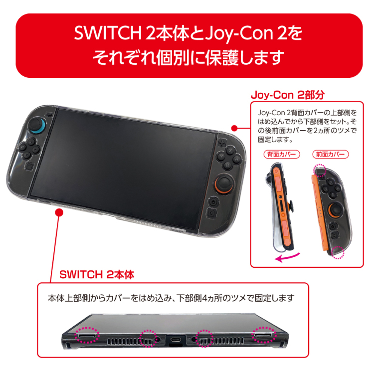 ナカバヤシ SWITCH2用セパレートクリアカバー/クリア SZC-SW204CL (tm)の商品画像2枚目