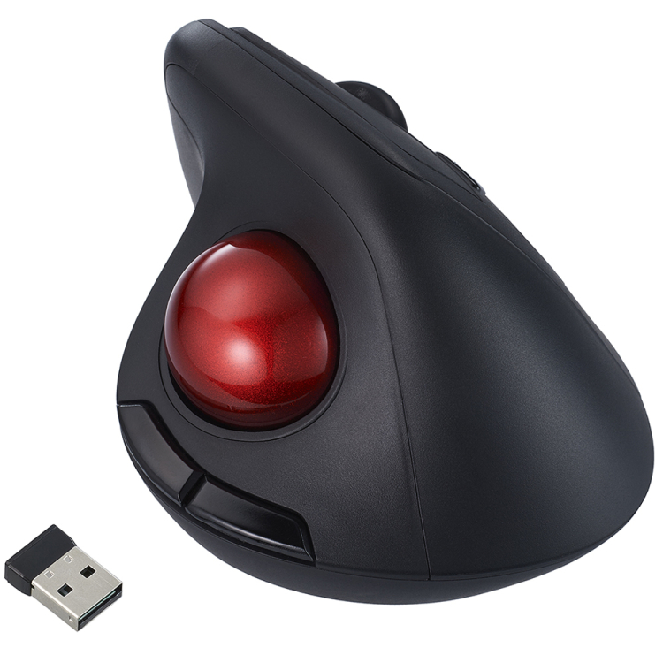 ナカバヤシ 無線エルゴ静音5ボタン光学式トラックボール/ブラック MUS-TRKF248BK (tm)の商品画像5枚目