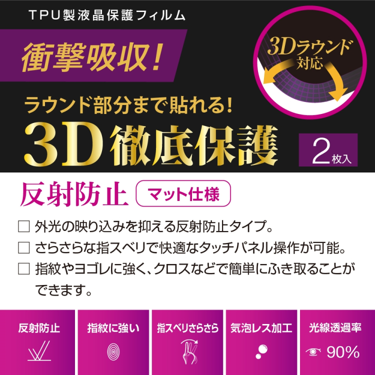 ナカバヤシ　AppleWatch46mmTPUフィルム／反射防止　SMW-AW461TFLG　(tm)の商品画像2枚目