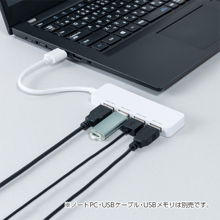 ナカバヤシ USB3.2 Gen1ハブ USB A/白 UH-3454W (tm)の商品画像2枚目