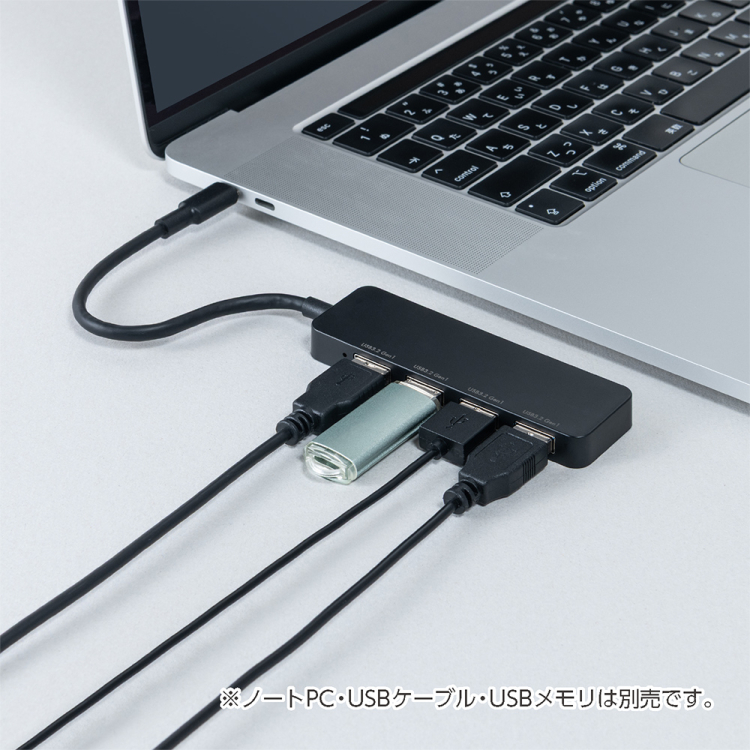 ナカバヤシ USB3.2 Gen1ハブ USB Type-C/黒 UH-C3454BK (tm)の商品画像2枚目