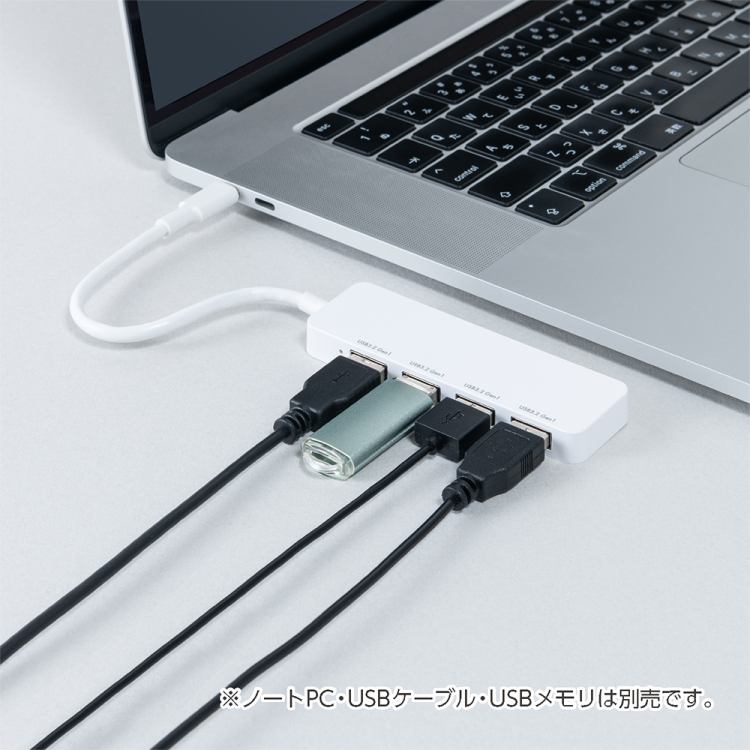 ナカバヤシ USB3.2 Gen1ハブ USB Type-C/白 UH-C3454W (tm)の商品画像2枚目