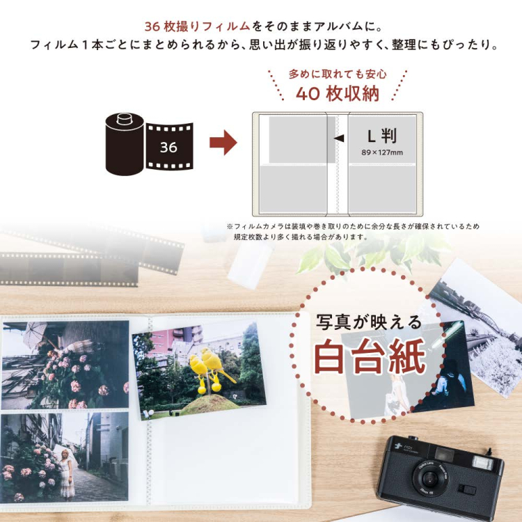 ナカバヤシ フィルムナアルバム 40/ホワイト L判2段ポケット 40枚収納 A-NAPL-400-Wの商品画像3枚目