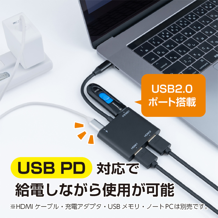 ナカバヤシ　HDMIディスプレイアダプタ　デュアル／黒　USA-CHD6BK　(tm)の商品画像3枚目