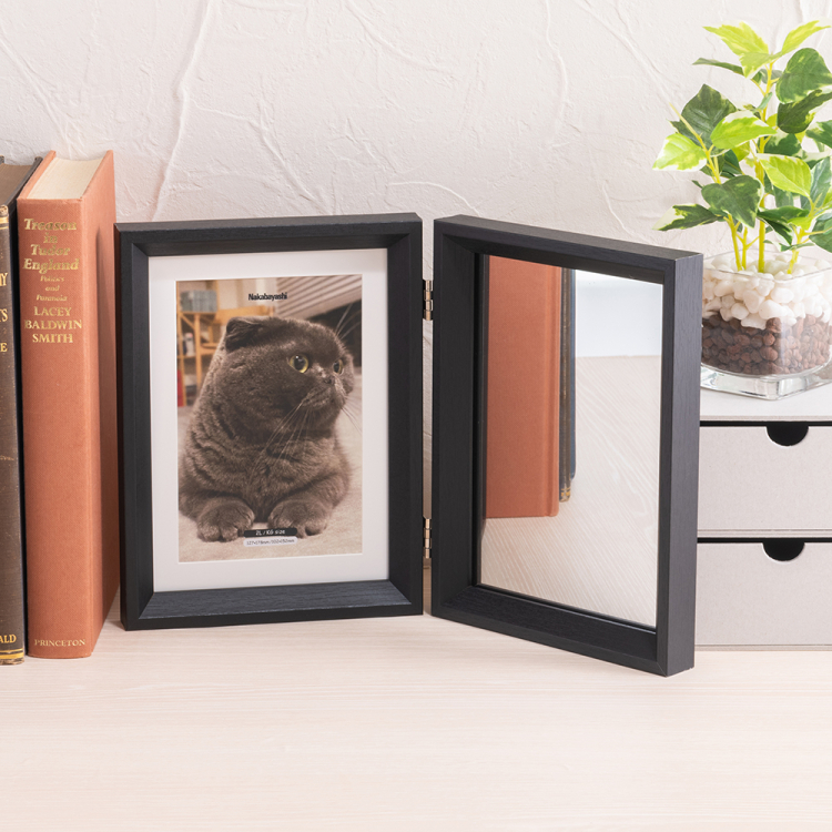 ナカバヤシ 鏡&フォトフレーム/2面/2L・KG/ブラック F-TW-117-Dの商品画像3枚目