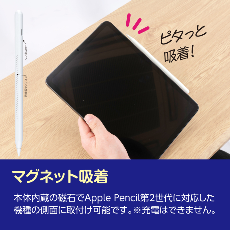 ナカバヤシ　iPad専用充電式タッチペン　軽量タイプ／ホワイト　TPEN-004W　(tm)の商品画像6枚目