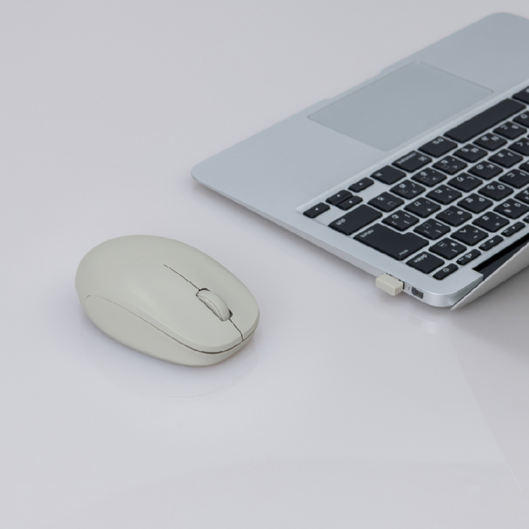 ナカバヤシ　無線静音　3ボタン　BlueLEDマウス／グレージュ　MUS-RKT247GY　(tm)の商品画像3枚目