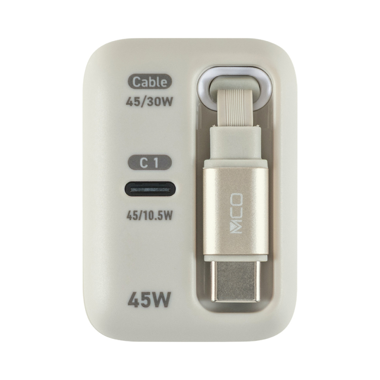 ナカバヤシ　リールケーブル付USB　PD充電器45W／グレージュ　JYU-ACR0145GY　(tm)の商品画像2枚目