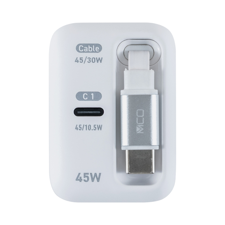 ナカバヤシ　リールケーブル付USB　PD充電器45W／ホワイト　JYU-ACR0145W　(tm)の商品画像2枚目