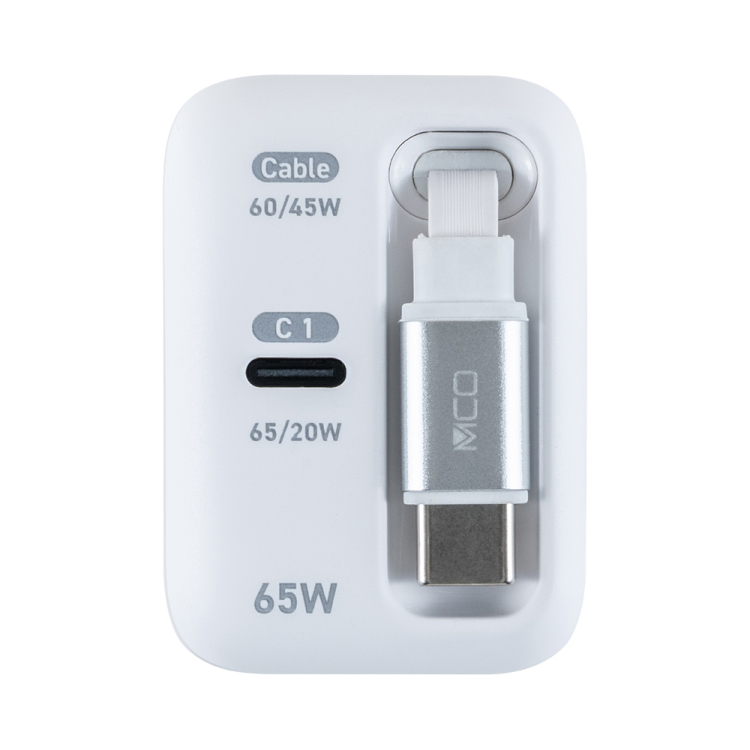 ナカバヤシ　リールケーブル付USB　PD充電器65W／ホワイト　JYU-ACR0165W　(tm)の商品画像2枚目