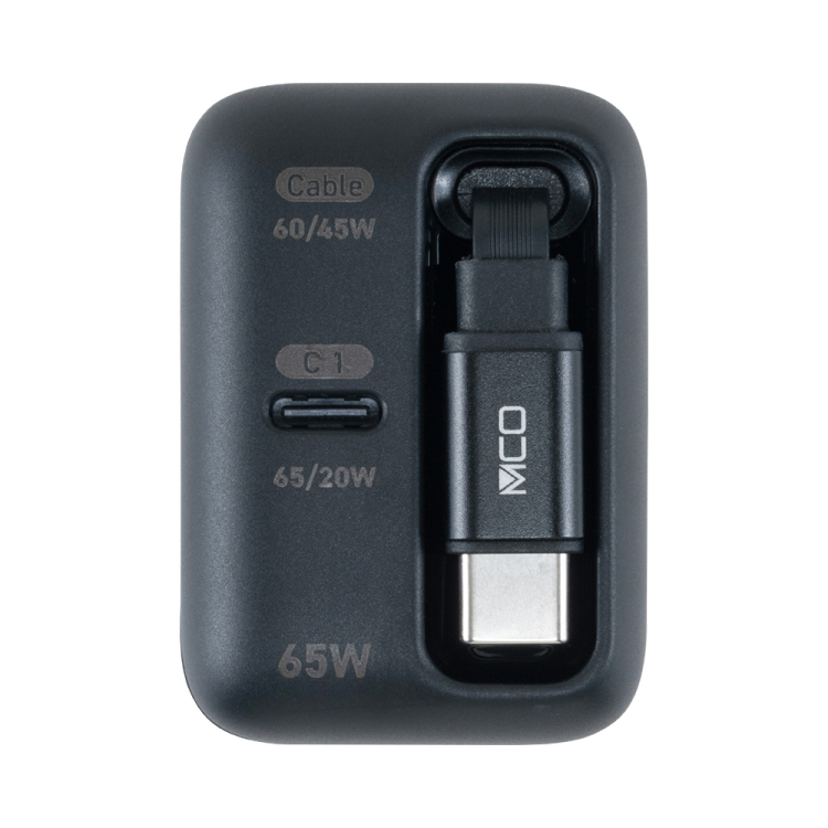 ナカバヤシ　リールケーブル付USB　PD充電器65W／ブラック　JYU-ACR0165BK　(tm)の商品画像2枚目