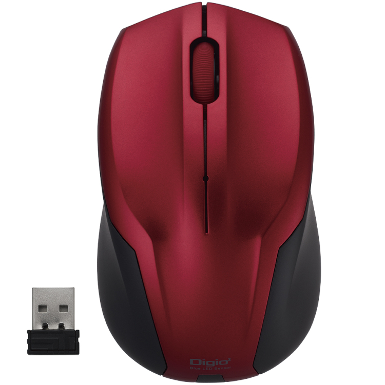 ナカバヤシ　無線静音3ボタンBlueLEDマウス　レッド　MUS-RKT125R　(tm)　の商品画像1枚目