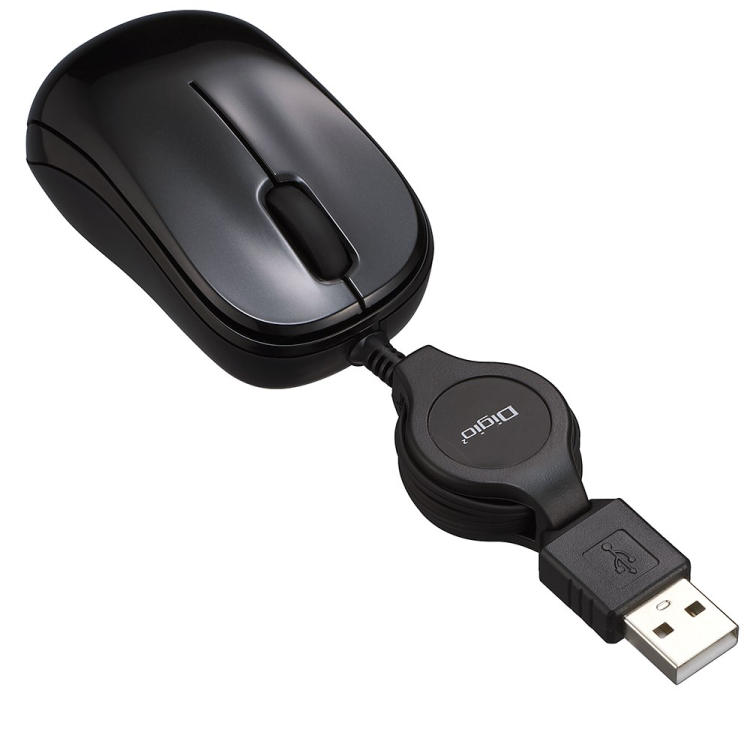 ナカバヤシ くるんとmini 小型巻き取り有線3ボタンBlueLEDマウス ブラック MUS-UKT166BK (tm) の商品画像2枚目