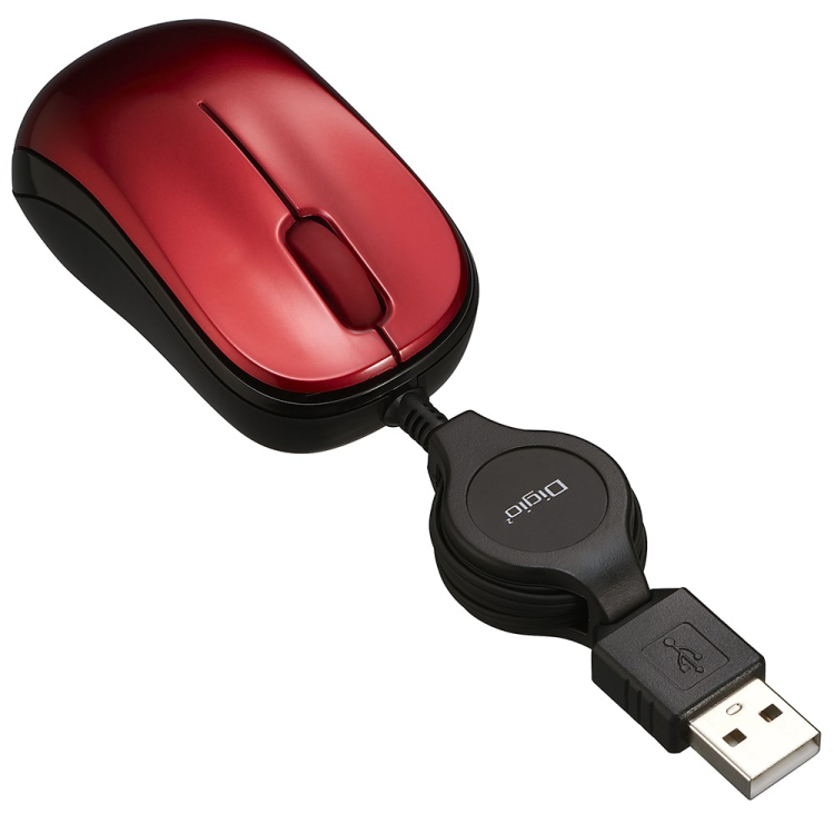 ナカバヤシ　くるんとmini 小型巻き取り有線3ボタンBlueLEDマウス　レッド　MUS-UKT166R　(tm)　の商品画像2枚目