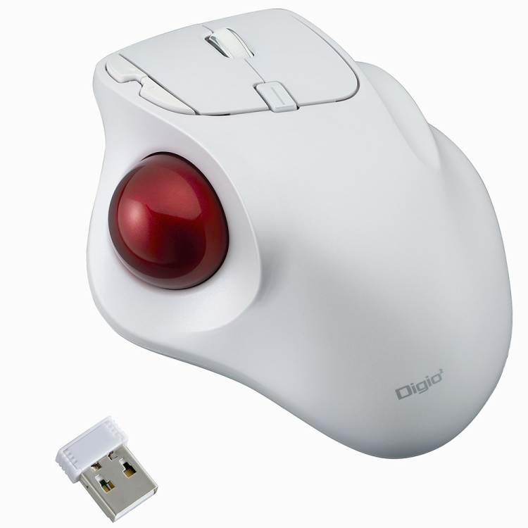 ナカバヤシ スタンダード 無線5ボタン光学式親指トラックボール ホワイト MUS-TRIF175W (tm) の商品画像2枚目