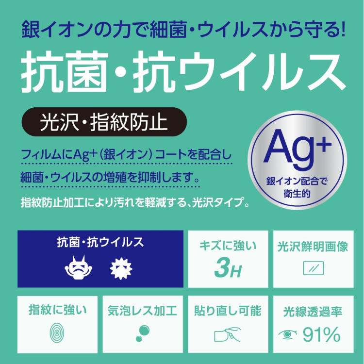 ナカバヤシ　iPhone 2020 6.7inch 用液晶保護フィルム 抗菌・抗ウイルス　SMF-IP204FLKAV　(tm)　の商品画像2枚目