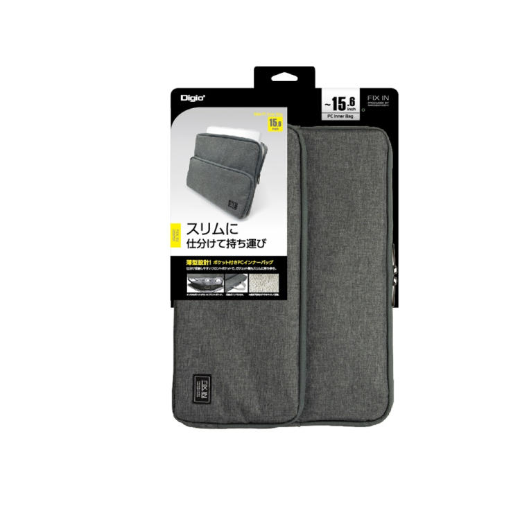 ナカバヤシ　15インチ汎用PCインナーバッグ／スリム／グレー　SZC-FC151907GY　(tm)　の商品画像4枚目