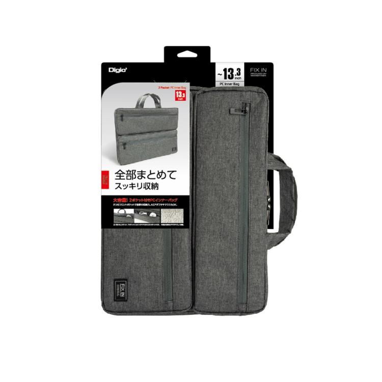 ナカバヤシ　13インチ汎用PCインナーバッグ／2ポケット付／グレー　SZC-FC131908GY　(tm)　の商品画像3枚目