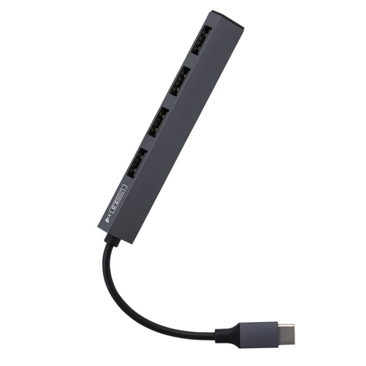 ナカバヤシ アルミ極薄USBハブ【STIX】シリーズ USB2.0 Type-C 4ポート変換ハブ/グレー UH-C2584GY (tm) の商品画像3枚目