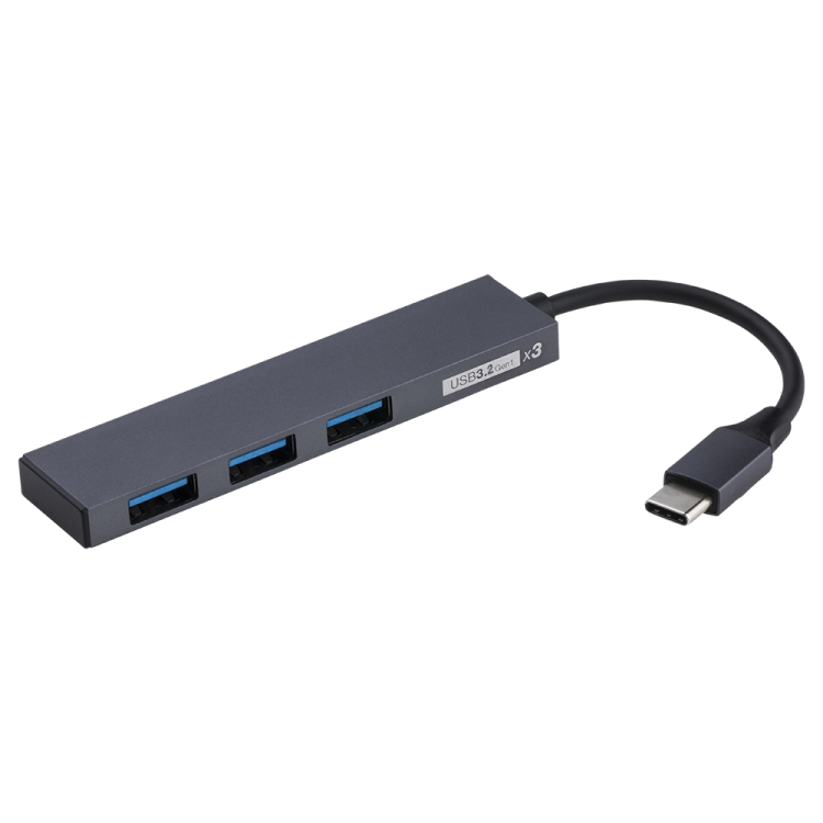 ナカバヤシ アルミ極薄USBハブ【STIX】シリーズ USB3.2Gen1 Type-C 3ポート変換ハブ/グレー UH-C3313GY (tm) の商品画像1枚目