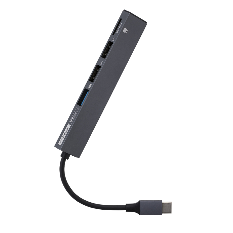 ナカバヤシ アルミ極薄USBハブ【STIX】シリーズ USB3.2Gen1+2.0 Type-C 3ポート変換µSDカ COM-C3MSD123GY (tm) の商品画像3枚目