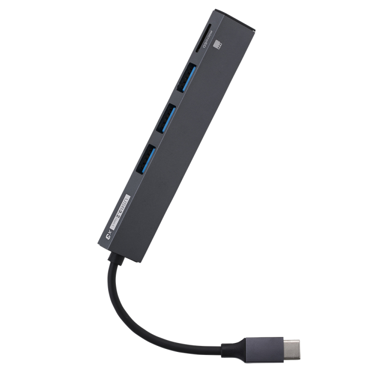 ナカバヤシ アルミ極薄USBハブ【STIX】シリーズ USB3.2Gen1 Type-C 3ポート変換µSDカード COM-C3MSD133GY (tm) の商品画像3枚目