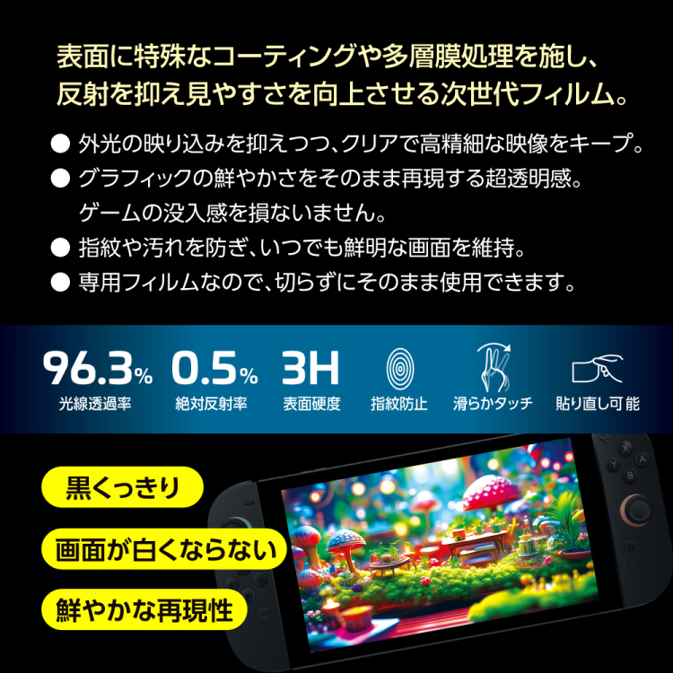 ナカバヤシ SWITCH 2用ティスプレイ保護フィルム/AR低反射・光沢 GAF-SW2FLKAR (tm)の商品画像3枚目