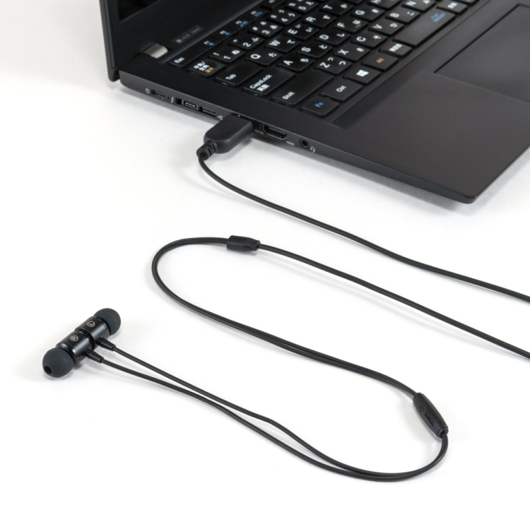 ナカバヤシ　USBイヤホンマイク　軽量タイプ／ブラック　UHP-08BK　(tm)の商品画像2枚目