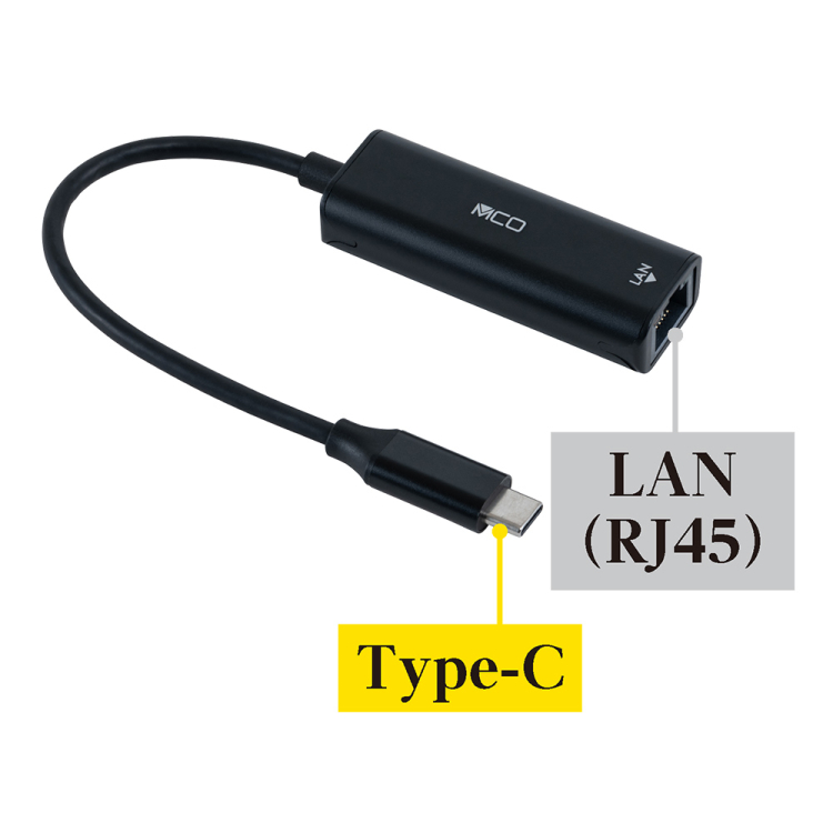 ナカバヤシ　USB-C－有線LANアダプタ　1Gbps／黒　ULA-C01BK　(tm)の商品画像6枚目