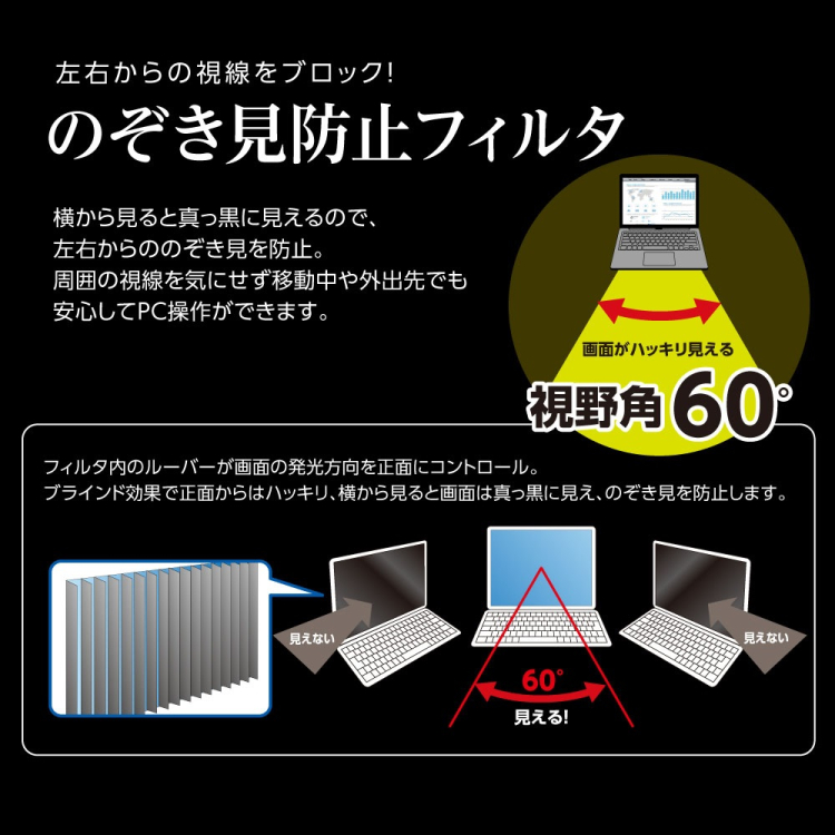 ナカバヤシ　PC用のぞき見防止フィルタ12.1W　SF-FLGPV121W　(tm)の商品画像2枚目